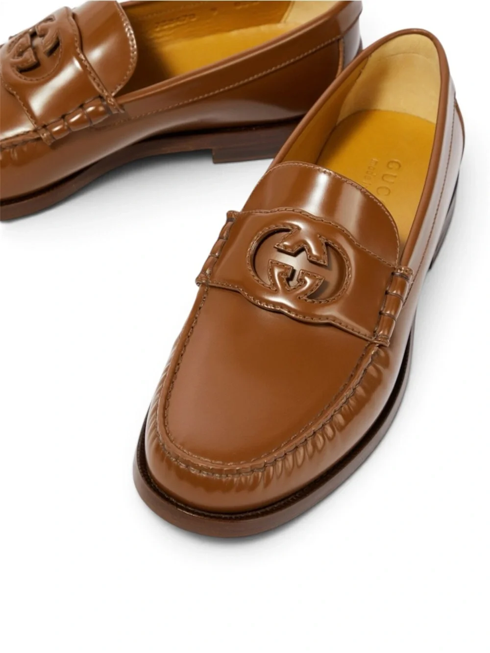 Gucci Millennial Ribot Interlocking G Cuir Leather Loafers Men’s 7.5